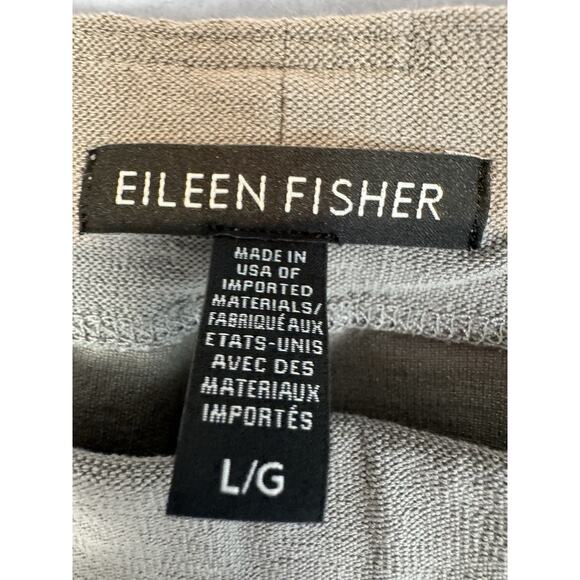 Eileen Fisher Pull-On Pants M Light Gray Stretch Crepe Viscose Blend 3" Hem Slit - Picture 3 of 4